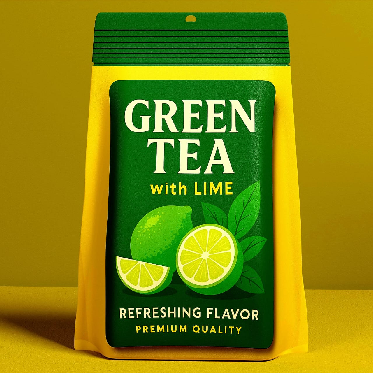 3D Green Tea with Lime Packaging Mockup – Photorealistic Blender Product Visualization for eCommerce, Amazon & Branding