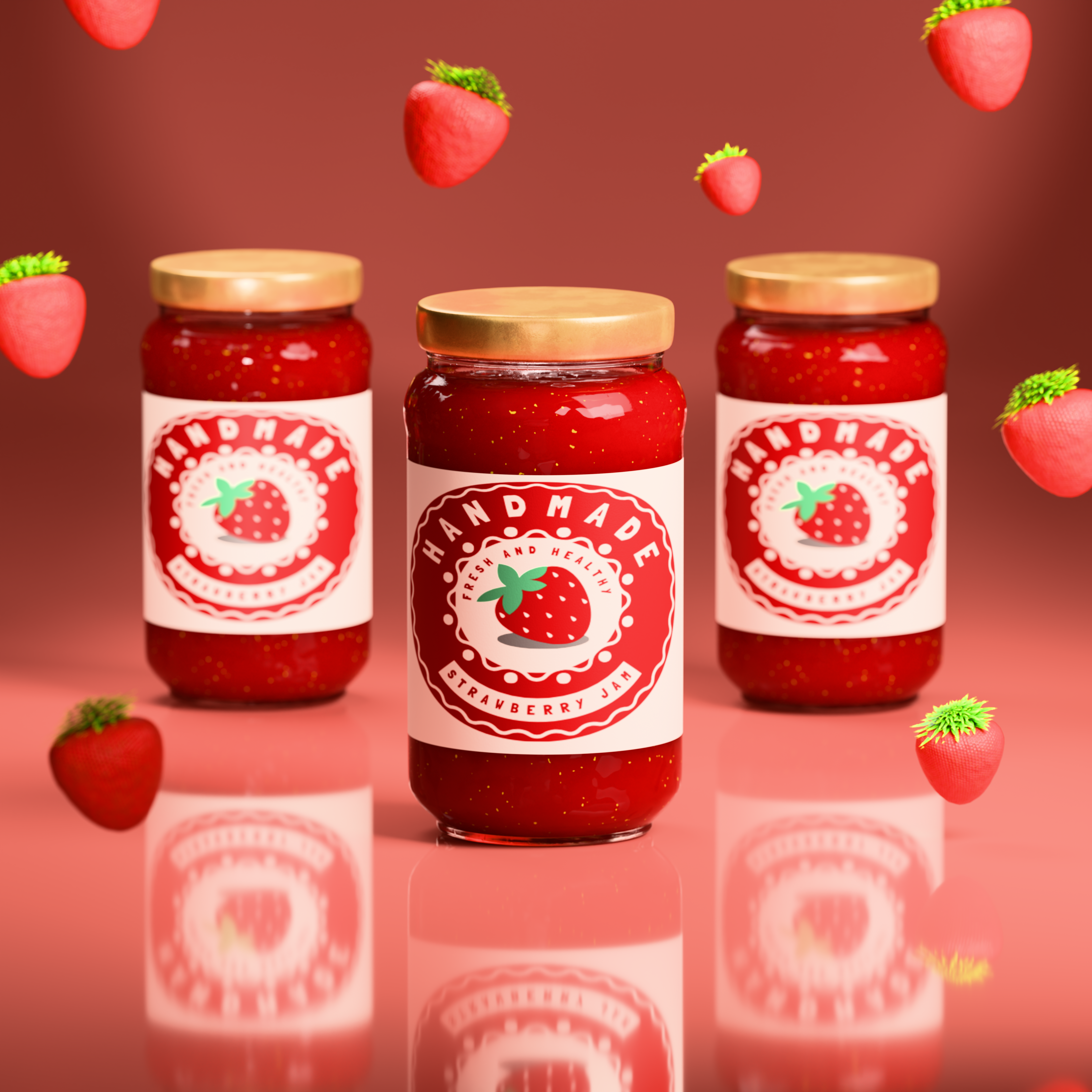 3D Jam Bottle Product & Packaging Render | Blender Photorealistic Visualization for Food Branding