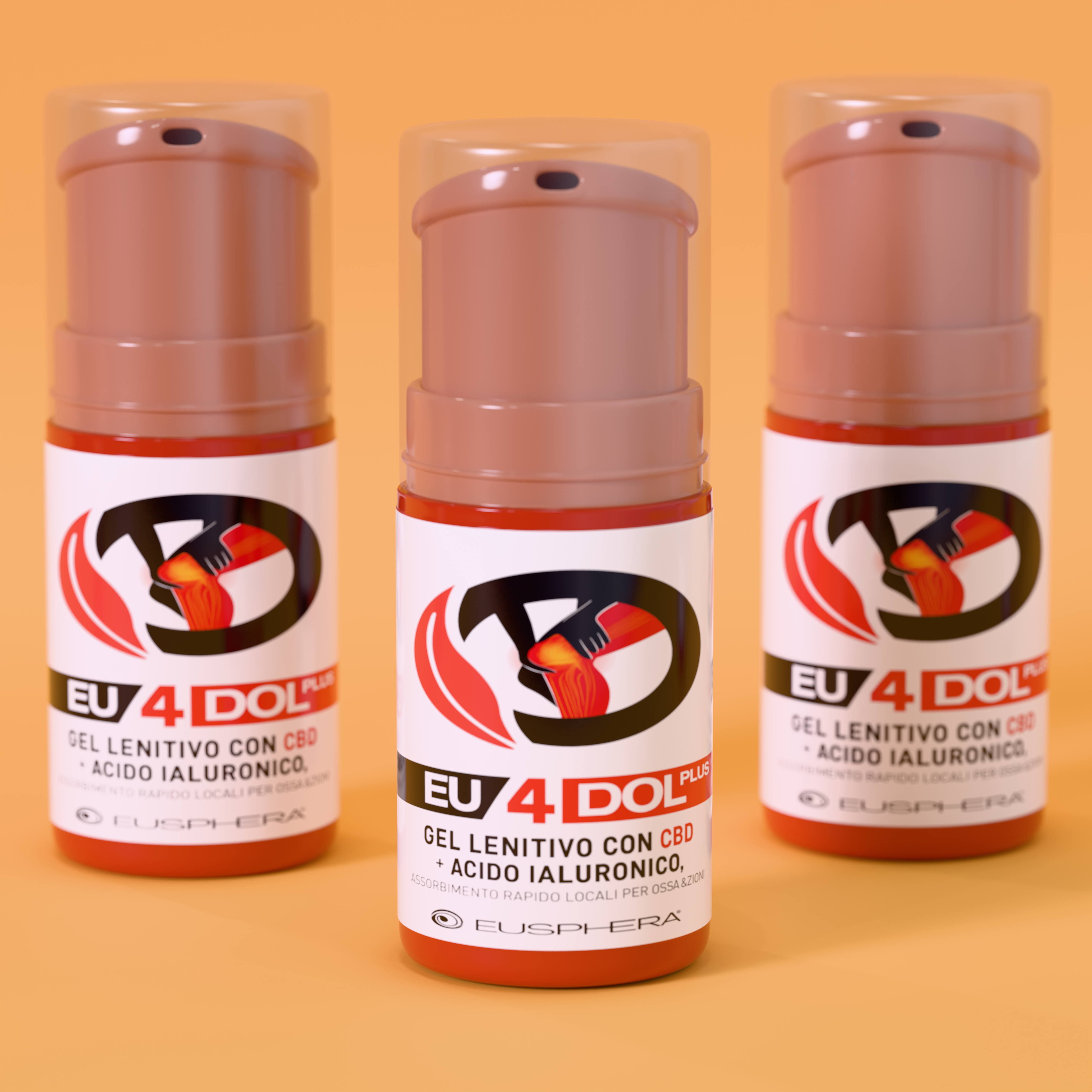 EU4Dol Plus Gel – 3D Product Visualization | CBD Packaging Design